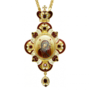 2.7.0496лп-2 Панагия латунная в позолоте со вставками и эмалью 2.7.0496лп-2 Панагия латунная в позолоте со вставками и эмалью