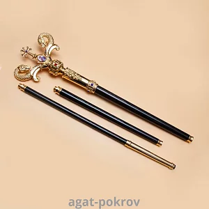 2.7.1480лп Жезл латунный со вставками в позолоте фото 9 2.7.1480лп Жезл латунный со вставками в позолоте фото 9