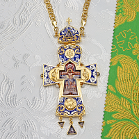 2.10.0542лнпэ-2/113лп Крест наперсный с натуральными камнями в позолоте