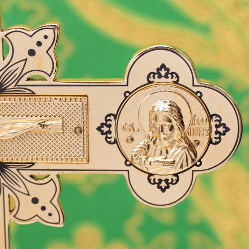 2.7.2829лп Крест настольный латунный в позолоте  фото 7