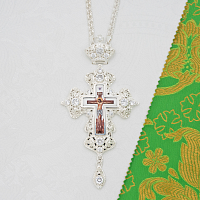 2.10.0163л-2/1л Крест наперсный латунный с белыми камнями в серебрении