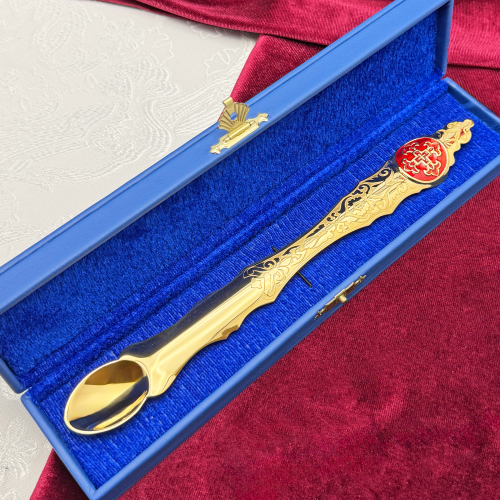 2.7.1094лпэ Лжица латунная в позолоте с эмалью фото 3