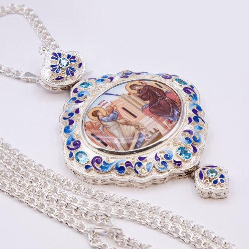 2.7.1481лэ-2/1л Панагия латунная с эмалью фото 4