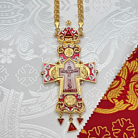 2.10.0542лнпэ-2/113лп Крест наперсный с натуральными камнями
