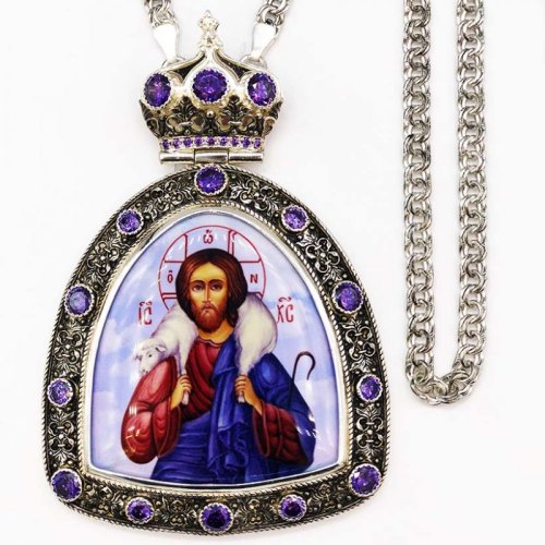 2.7.0506лр-2/1лр Панагия латунная со вставками и цепью 2.7.0506лр-2/1лр Панагия латунная со вставками и цепью