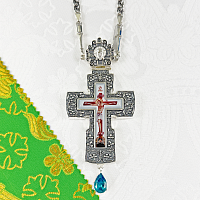 2.10.0622лр-2/64лр Крест наперсный латунный со вставкой в серебрении