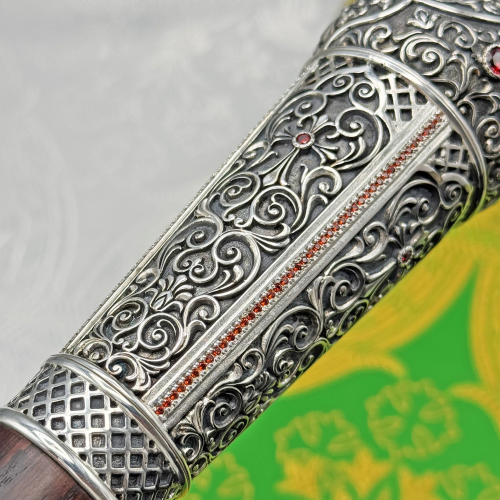 2.7.1559лр Посох латунный с красными камнями в серебрении фото 4 2.7.1559лр Посох латунный с красными камнями в серебрении фото 4