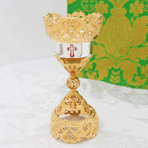 2.7.0353лф Лампада латунная в позолоте и серебрении фото 7