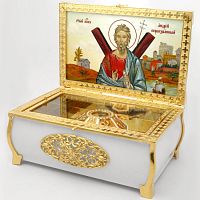 2.7.1215лпч-2/510лп Ковчег из акрила в позолоченном латунном обрамлении с мощевиком 2.7.0510лп