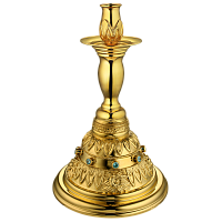 2.7.0688лп Подсвечник латунный в позолоте и со вставками