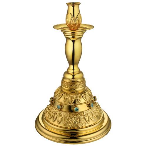 2.7.0688лп Подсвечник латунный в позолоте и со вставками 2.7.0688лп Подсвечник латунный в позолоте и со вставками