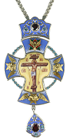 2.10.0026л-2/1л Крест Архиерейский латунный посеребренный с эмалью