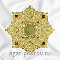 2.7.0503лп Мощевик латунный большой с фрагмент. позолотой, оксидированием и вставками