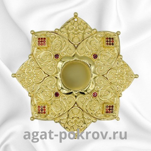 2.7.0503лп Мощевик латунный большой с фрагмент. позолотой, оксидированием и вставками