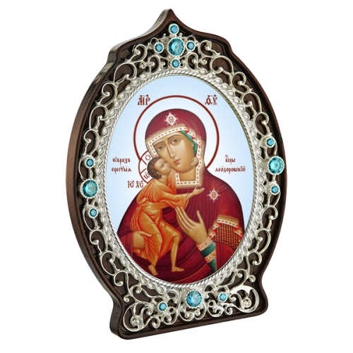2.78.0951л Икона настольная в серебре - Богородица Феодоровская . 2.78.0951л Икона настольная в серебре - Богородица Феодоровская .
