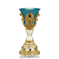 2.7.0687лф Лампада настольная латунная с фрагментальной позолотой и со вставками