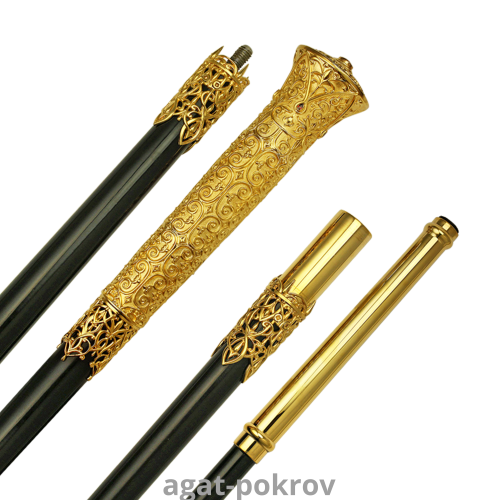 2.7.0765лп Посох латунный в позолоте со вставками 2.7.0765лп Посох латунный в позолоте со вставками