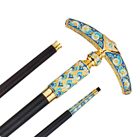 2.7.2002лп-М Посох латунный в позолоте со вставками