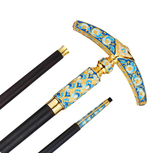 2.7.2002лп-М Посох латунный в позолоте со вставками