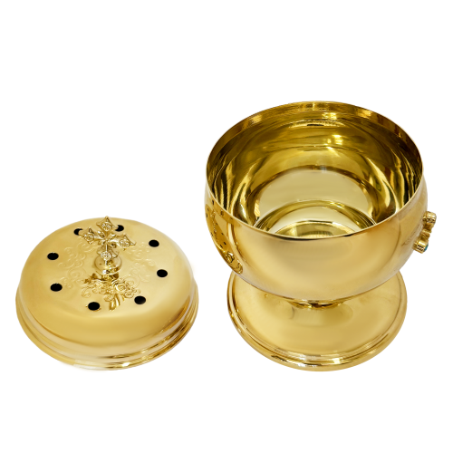 2.7.0449лп Чаша для хранения просфор латунная со вставками в позолоте фото 2