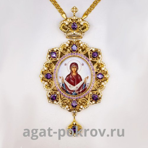 2.7.1520лп-2/1лп Панагия латунная в позолоте с цепью