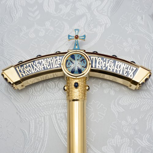 2.7.2398лнпчэ Жезл латунный в позолоте с натуральными камнями фото 8 2.7.2398лнпчэ Жезл латунный в позолоте с натуральными камнями фото 8