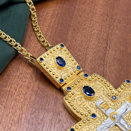 2.10.0058лп/1лп Крест наперсный в позолоте с цепью фото 7