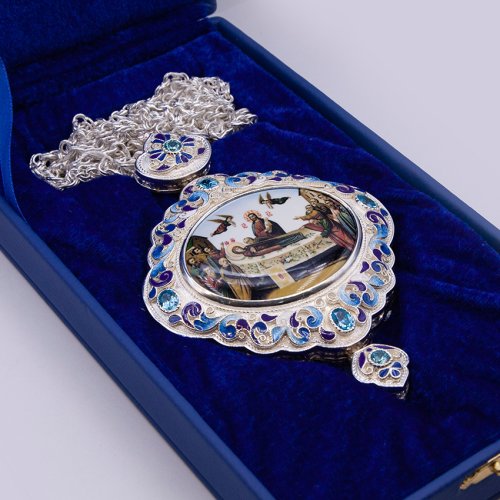 2.7.1481лэ-2/1л Панагия в серебрении с эмалью фото 2 2.7.1481лэ-2/1л Панагия в серебрении с эмалью фото 2