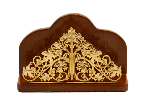 2.13.0143лп Визитница латунная православная в позолоте на деревянной основе 2.13.0143лп Визитница латунная православная в позолоте на деревянной основе