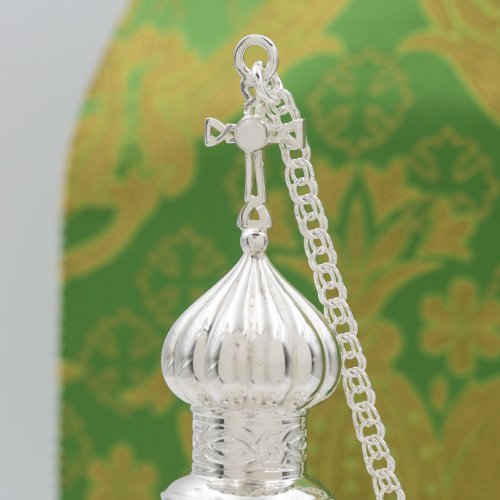 2.7.2618л Кадило латунное с белыми камнями в серебрении фото 5 2.7.2618л Кадило латунное с белыми камнями в серебрении фото 5