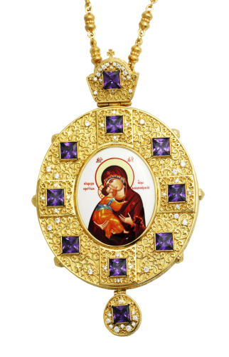 2.7.0955лп-2/74лп Панагия латунная в позолоте с цепью