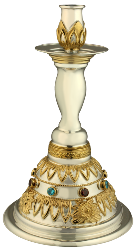 2.7.0688лф Подсвечник латунный с фрагментальной позолотой и со вставками 2.7.0688лф Подсвечник латунный с фрагментальной позолотой и со вставками