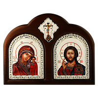 2.77.0165л Икона латунная с образамиСпаситель, Казанская
