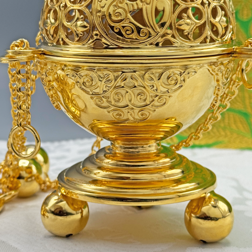 2.7.2892лп Кадило латунное в позолоте фото 7