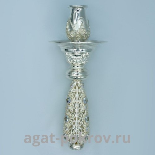 2.7.0742л Подсвечник ручной латунный со вставками