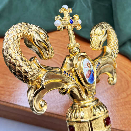 2.7.1480лп Жезл латунный со вставками в позолоте фото 2 2.7.1480лп Жезл латунный со вставками в позолоте фото 2