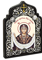 2.78.0858л Икона настольная латунная - Покров Пресвятой Богородицы.