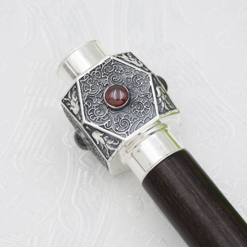 2.7.2478лнр Жезл латунный с натуральными камнями в серебрении фото 3