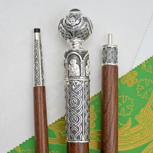 2.7.2016лр Посох латунный с фиолетовыми камнями в серебрении фото 11 2.7.2016лр Посох латунный с фиолетовыми камнями в серебрении фото 11