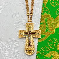 2.10.0689лп-2/153лп Крест латунный с желтыми камнями в позолоте