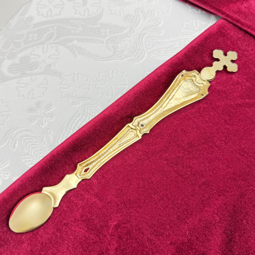 2.7.0024лп Лжица латунная в позолоте со вставками фото 4