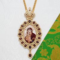 2.7.2704лп-2/113лп Панагия латунная с красными камнями в позолоте