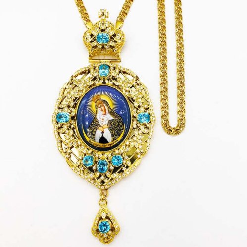 2.7.0924лп-2/1лп Панагия латунная в позолоте с цепью