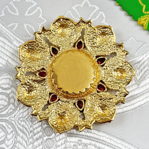 2.7.2591лп Мощевик латунный в позолоте со вставками фото 2 2.7.2591лп Мощевик латунный в позолоте со вставками фото 2