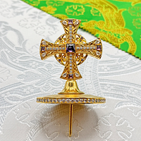 2.7.2689лп Крест на митру латунный в позолоте со вставками