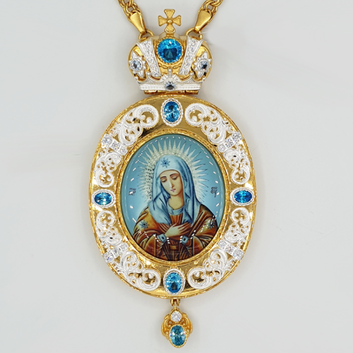 2.7.1010лп-2/1лп Панагия латунная в позолоте с цепью