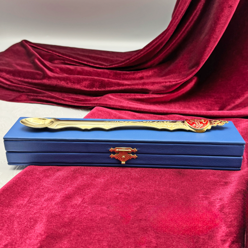 2.7.1094лпэ Лжица латунная в позолоте с эмалью фото 4