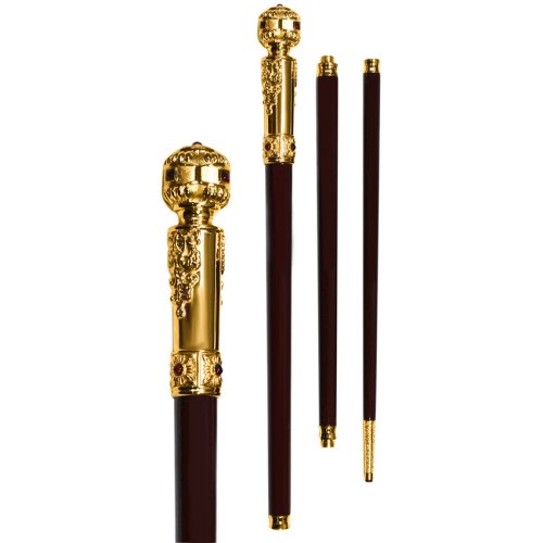 2.7.1719лп Посох латунный со вставками в позолоте фото 2