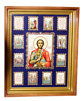 2.14.0157лп Икона настенная - святой благоверный Князь Александр Невский с житийными клеймами.