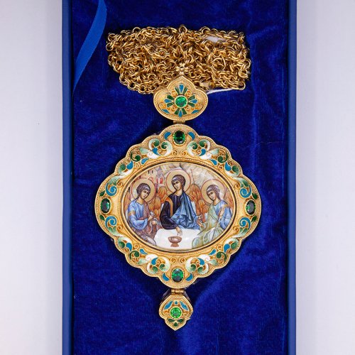2.7.1481лпэ-2/1лп Панагия в позолоте с эмалью фото 5